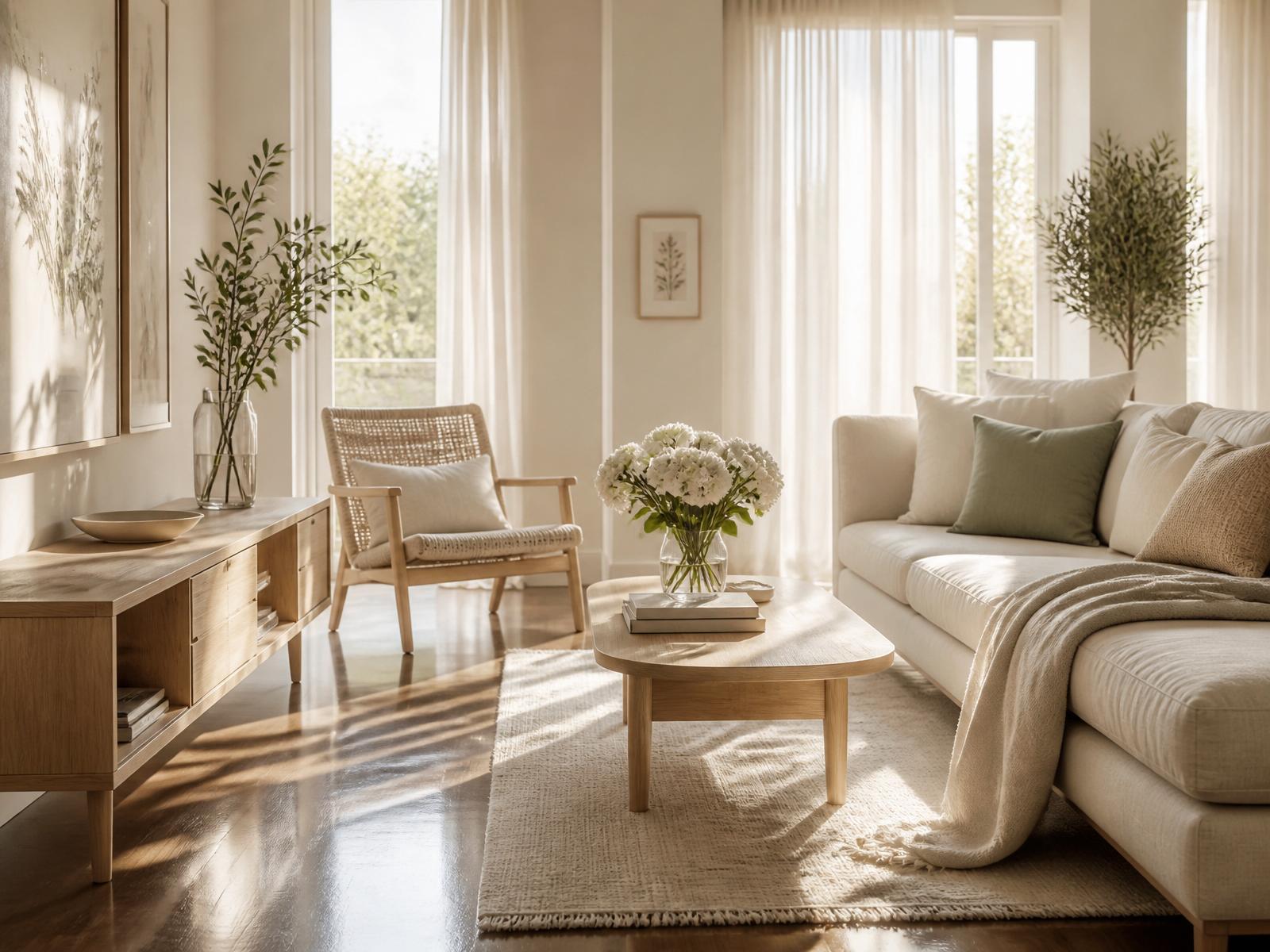 Sunlit spotless living room